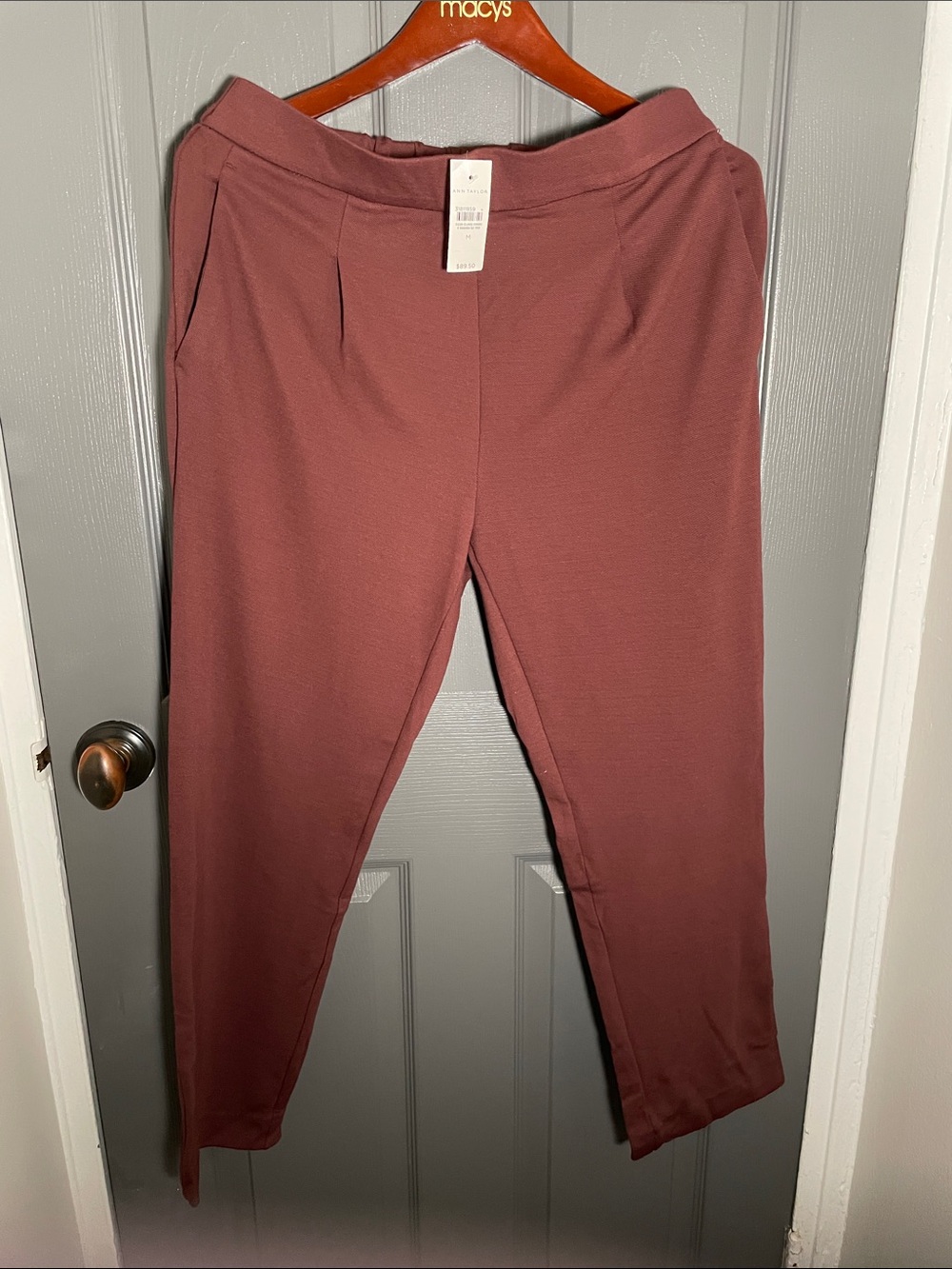 NWT Ann Taylor Pull-on Easy Ankle Pants - Warm Rosewood (Maroon / Brown) Medium